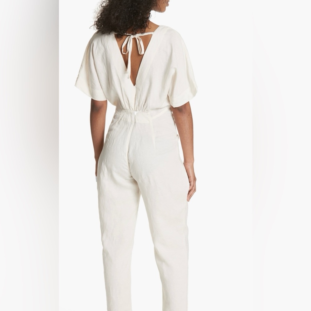 Free People Shining Sun Tie Front Off White / Ivory jumpsuit M - Picture 2 of 13